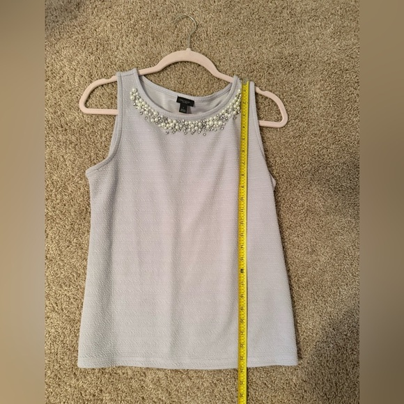Ann Taylor Factory | Lilac Pearl Beaded Neck Sleeveless Top Blouse | Size S - Picture 4 of 6